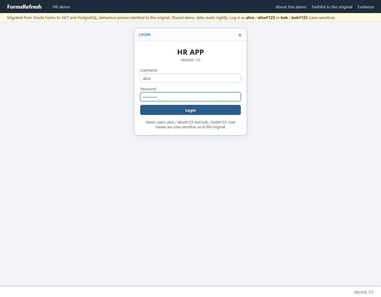 Migrated (.NET, PostgreSQL), step 01-type